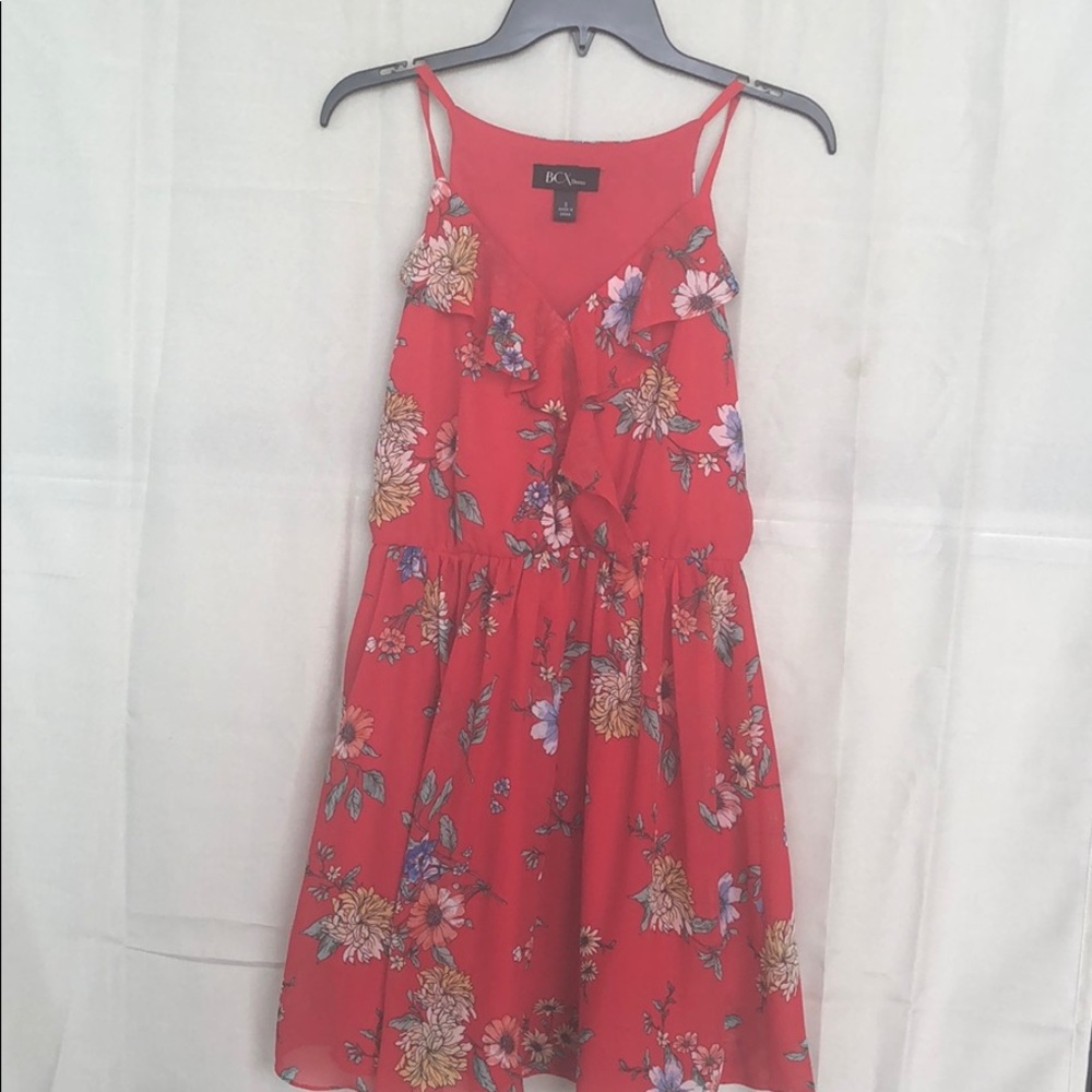BCX sun dress NWT red floral WSm